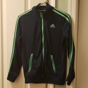 Boys blue & green Adidas sweater size M(10-12)
